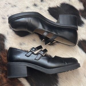 Unlisted Double Strap Black Mary Janes